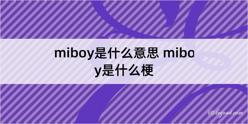 miboy是什么意思 miboy是什么梗